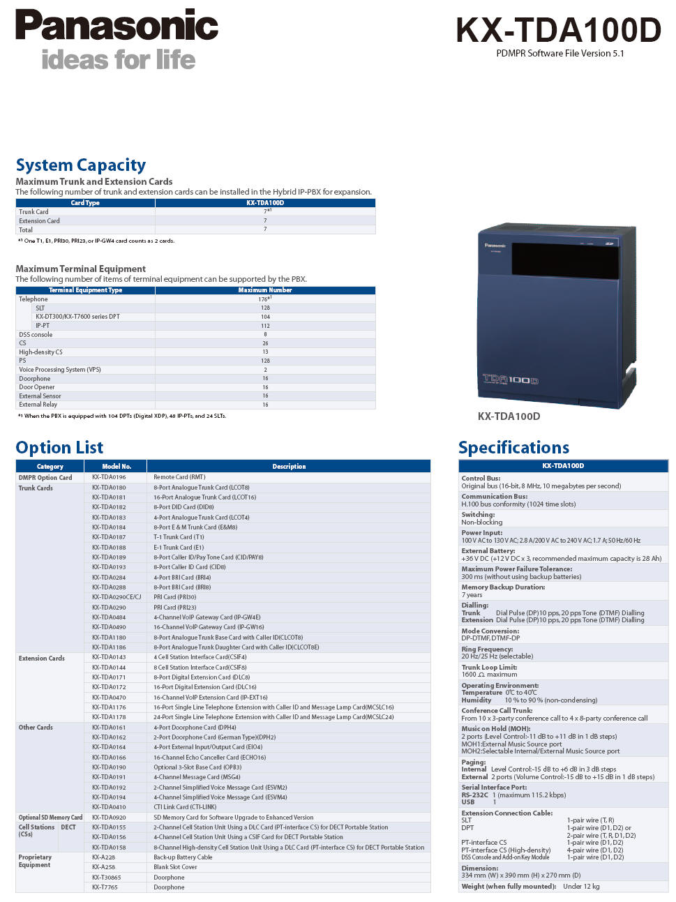 Panasonic KX-TDA100D Hybrid IP-PBX