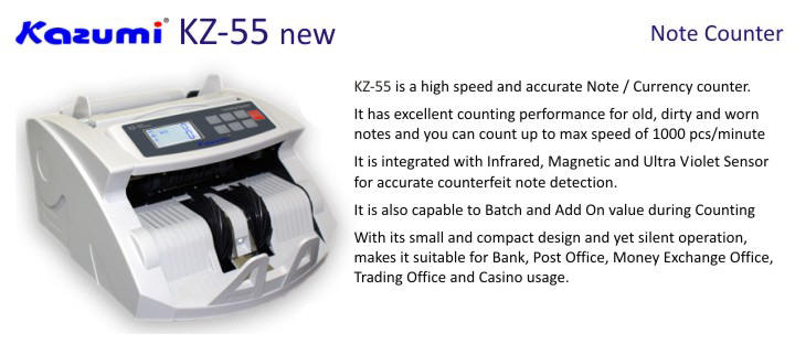 Kazumi KZ-55 Note Counter Main Ad