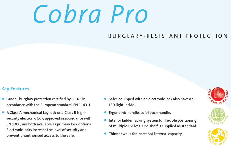 Cobra Pro Safes Key Features
