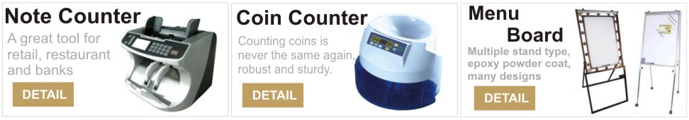 Note Counter, Coin Counter, Menu Board
