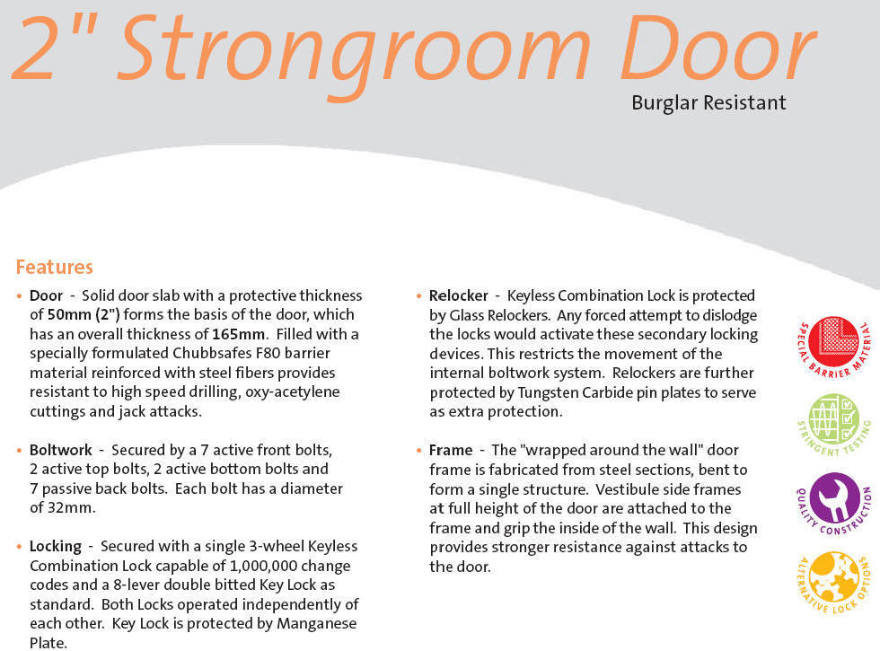 2" Strongroom Door Features