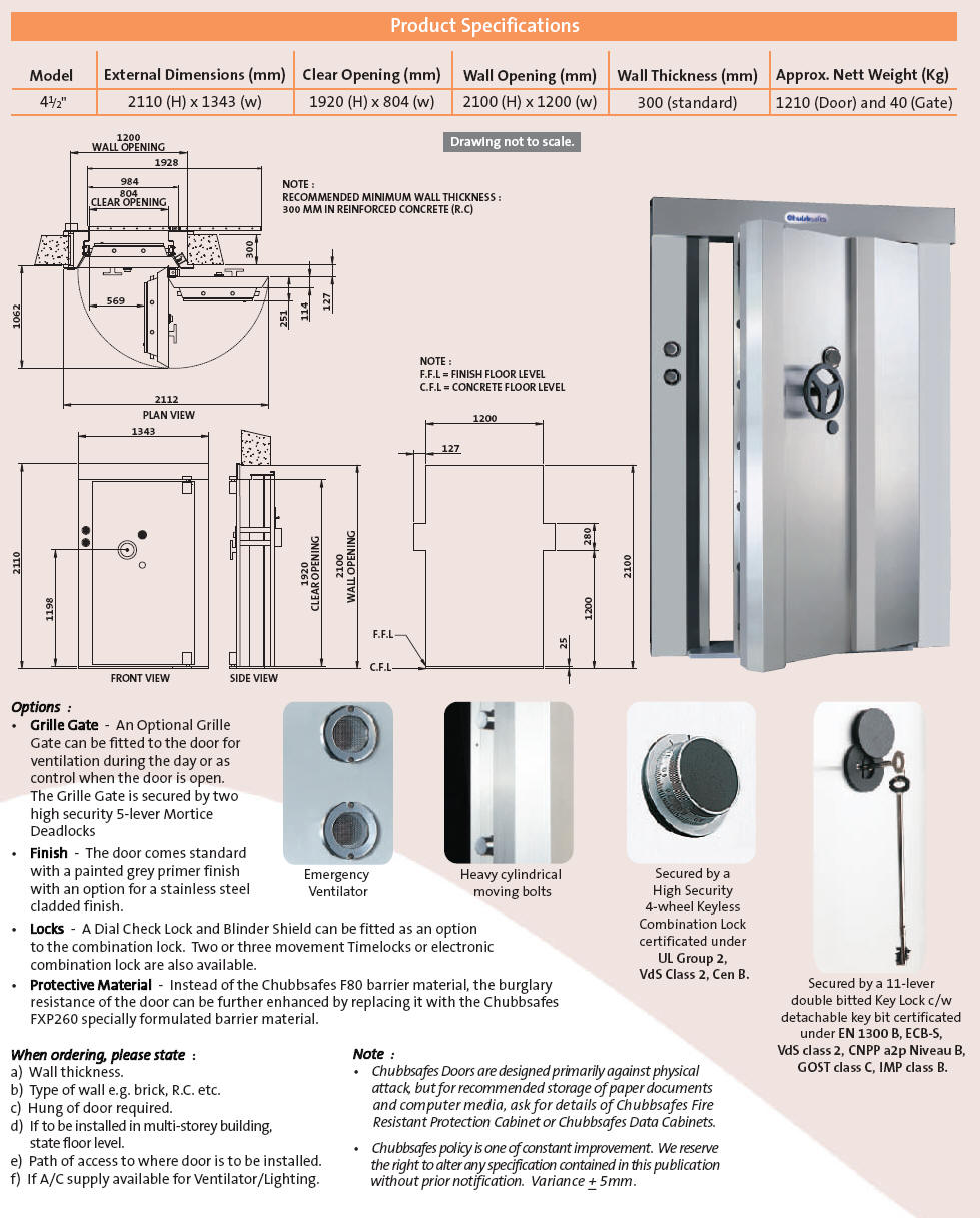 4.5" Vault Door Specifications