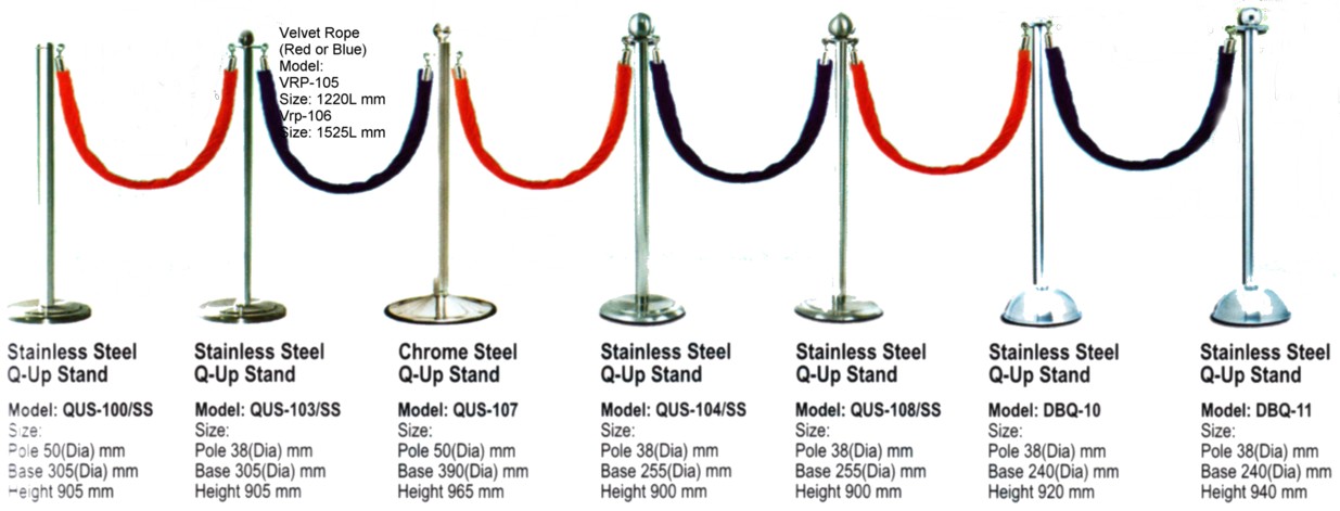 Stainless Steel Velvet Rope Queue-Up Stand