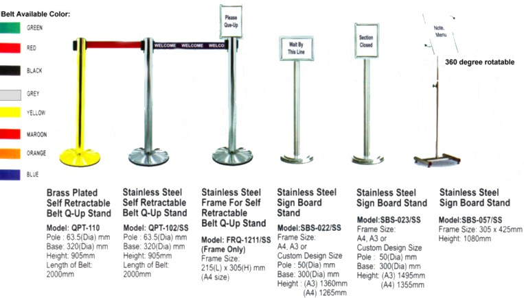 Stainless Steel Slef Retractable Belt Queue Up stand