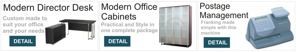 Modern Director Desk, Modern office Cabinets, Postage Management Franking Machine