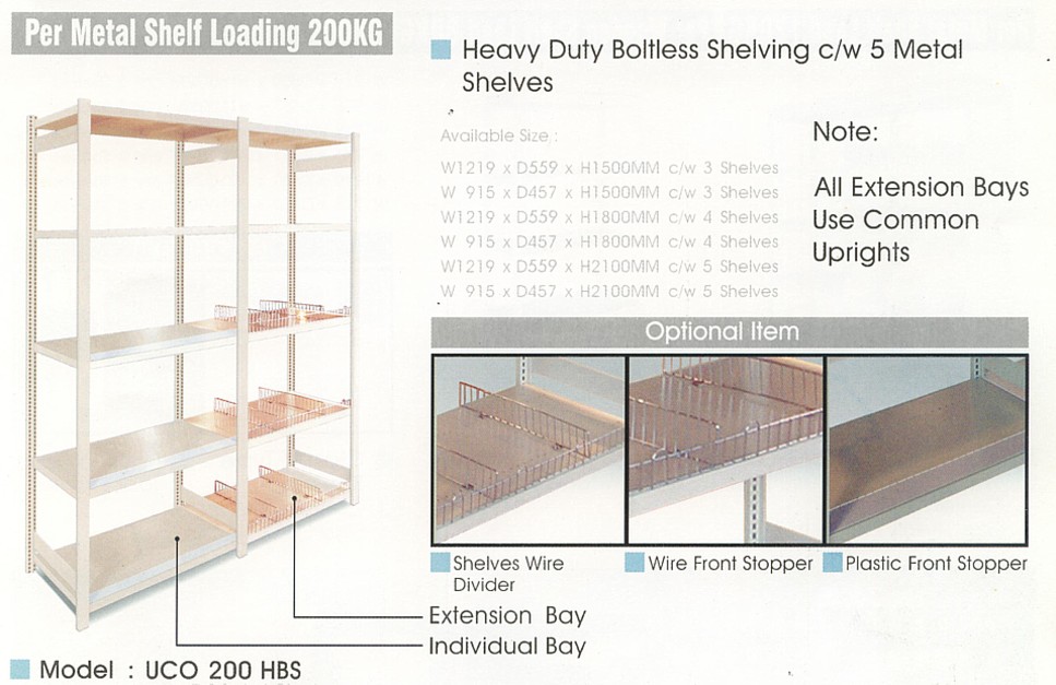 Heavy Duty Boltless Shleving C/w 5 metal Shelves